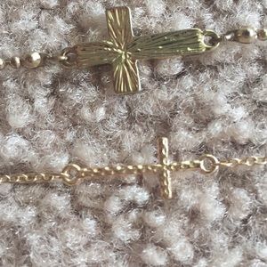 Gold cross necklace and bracelet